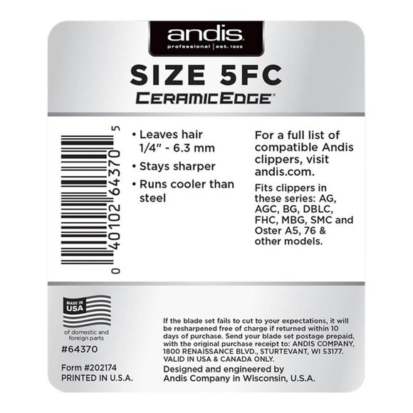 Andis CeramicEdge 5FC 64370 Clipper Blade #64370 - Picture 2 of 2
